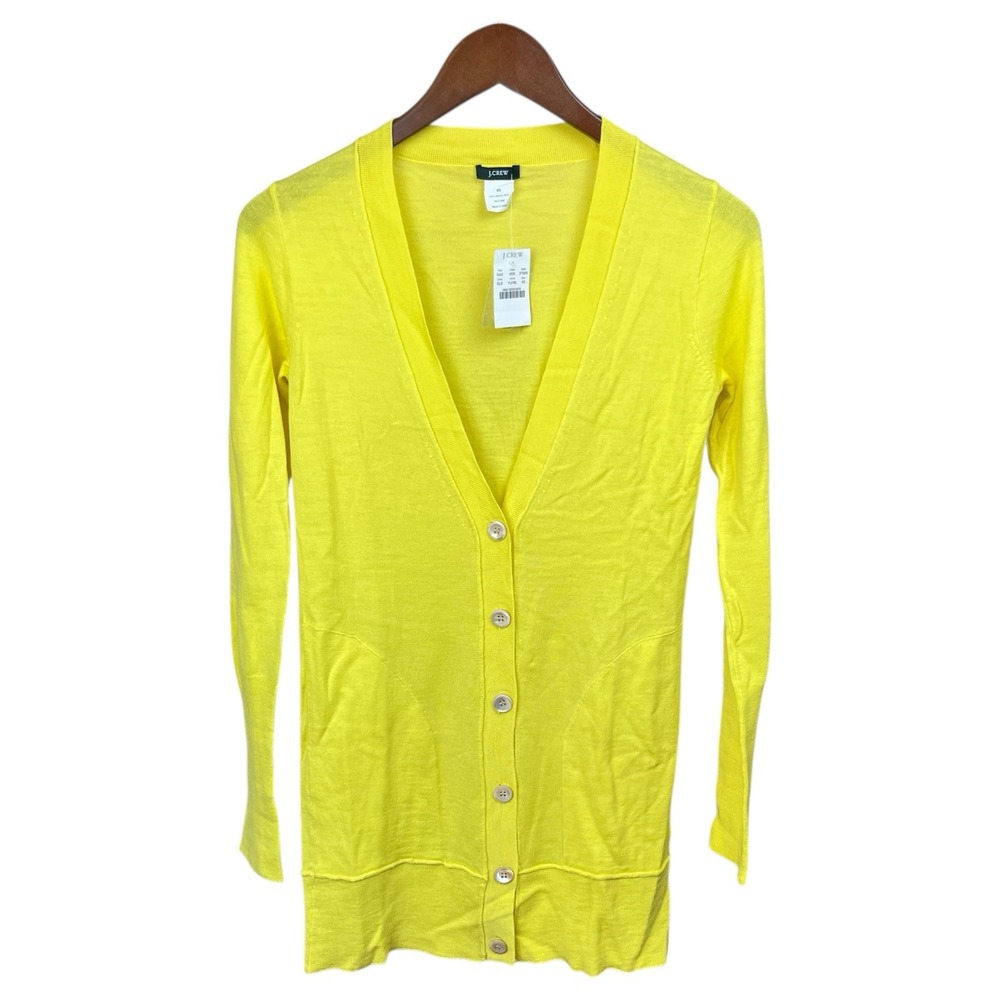 J.Crew Merino V-Neck Pocket‎ Cardigan Yellow XS